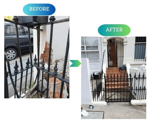 Before-and-after external restoration of a Sydney CBD building entrance completed by SCE Corp