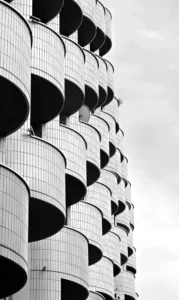 External cladding on a multi-storey residential and commercial building