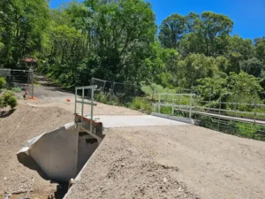 Road base and replaced bridge.
