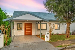 Completed front façade of a renovated residential property in Toronto NSW
