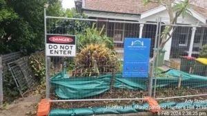 Temporary fencing and erosion and sediment controls at the Hunters Hill worksite