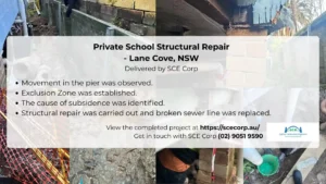 Completed structural remedial works at Currambena Preschool and Primary School in Lane Cove, NSW