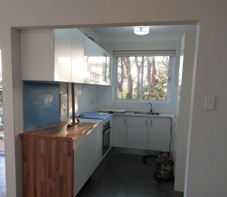Completed kitchen wall alteration opening in Greenwich NSW