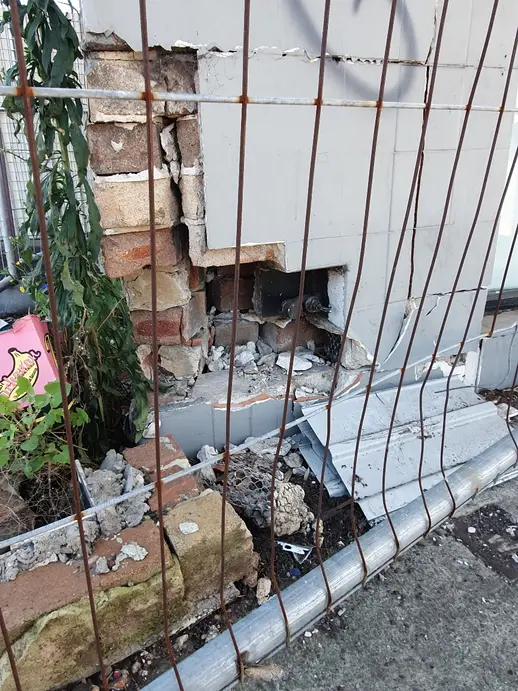Vehicle impact damage with temporary support measures in Villawood NSW