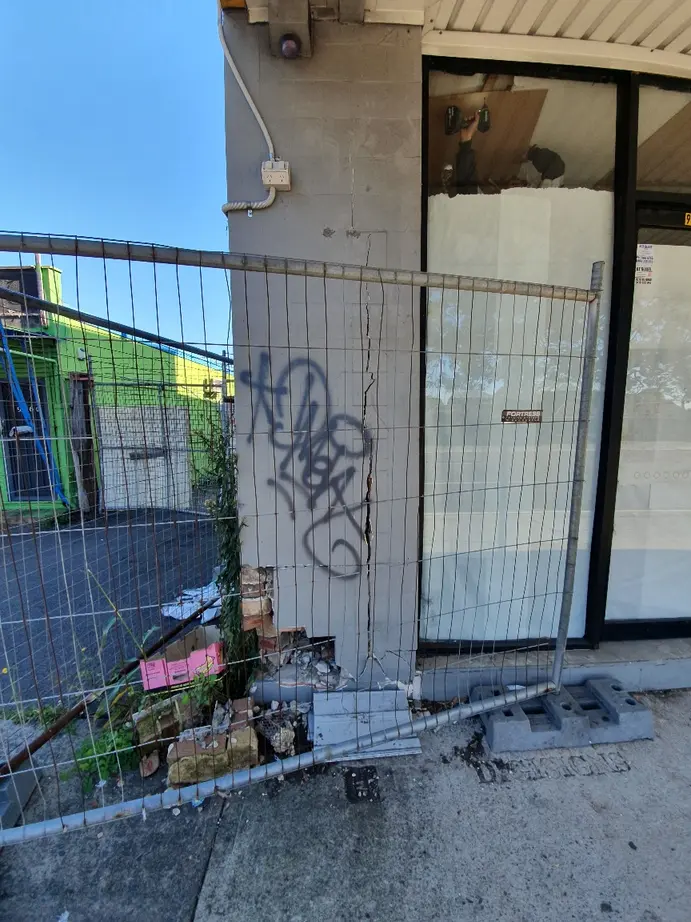 Damaged external masonry reviewed for vehicle impact make-safe works in Villawood NSW