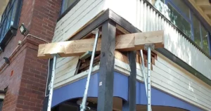 Temporary structural support installed during SCE remedial works at a Lane Cove school