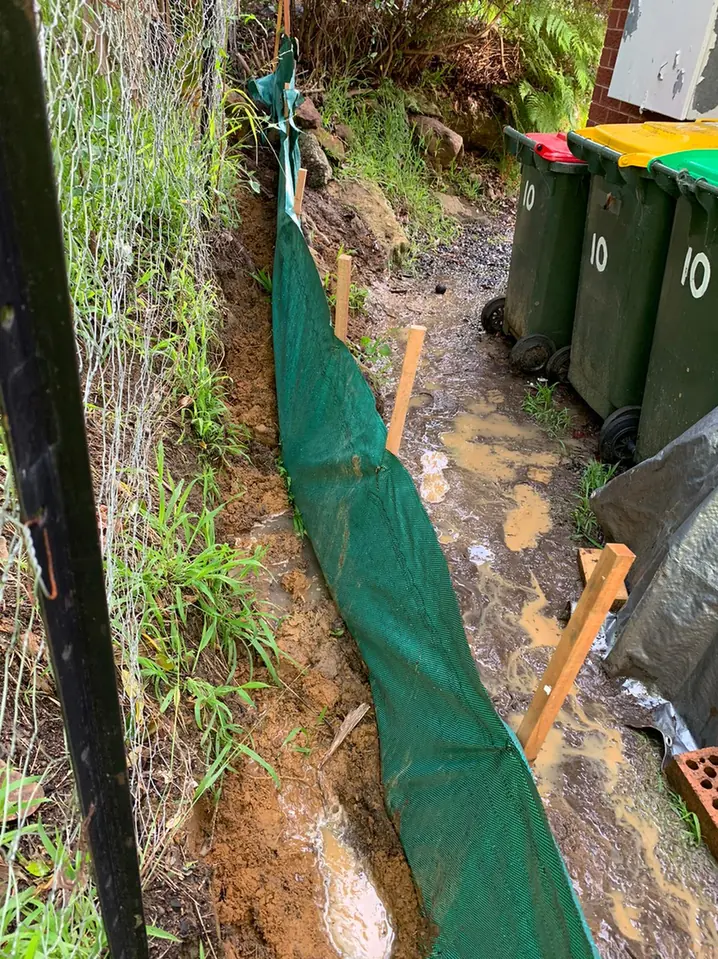 Sediment control barrier installed beside the Mount Colah subdivision works