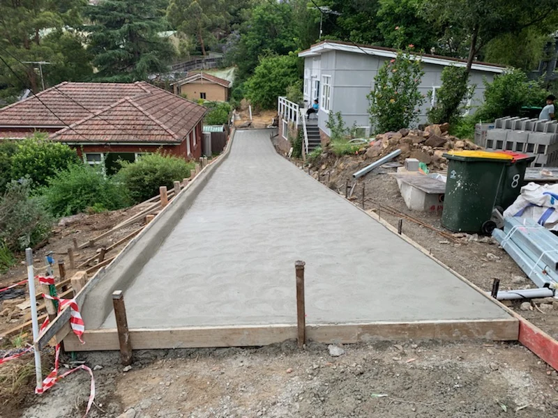 New concrete driveway along the Mount Colah subdivision access route
