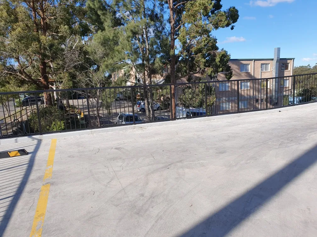 Repaired balustrade around the elevated external area of the Mount Kuring Gai industrial complex