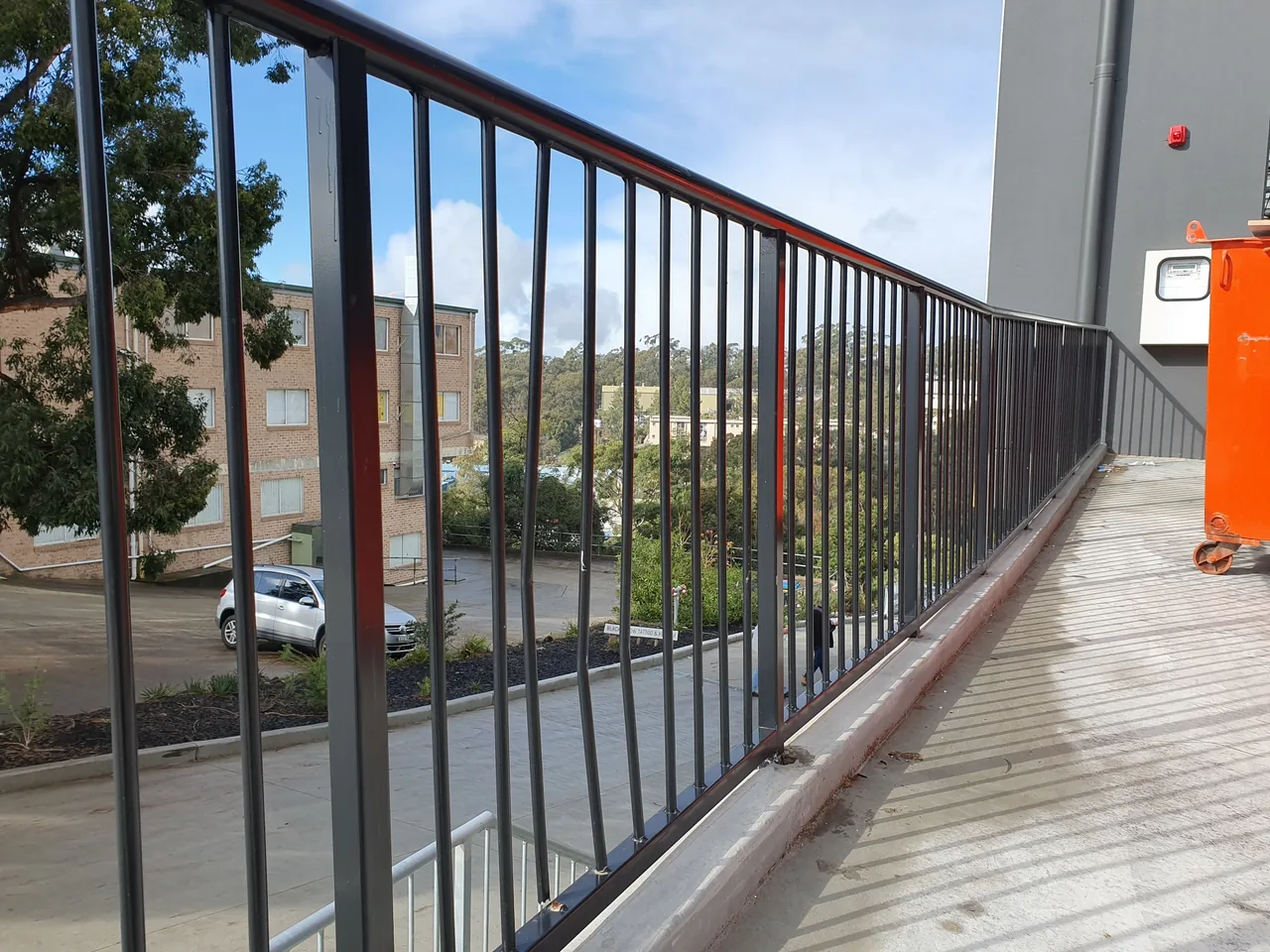 Deck-side view of the balustrade before the industrial complex repairs