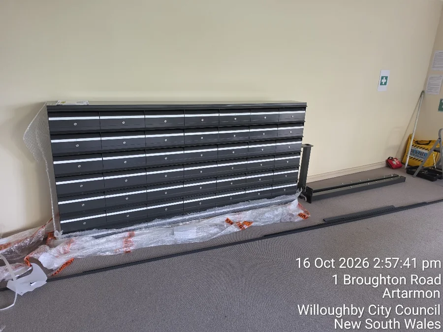 New letterbox bank unpacked for the Artarmon apartment common-area upgrade